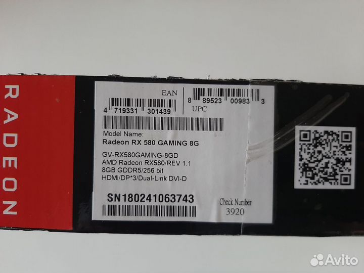 Видеокарта gigabyte Radeon RX580 gaming 8gb