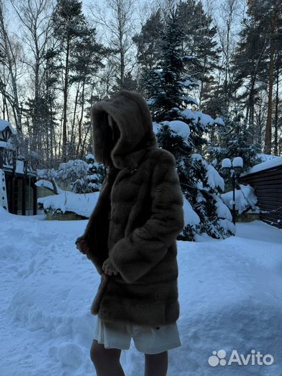 Шуба норковая беж хамелеон миди /мини 42-44