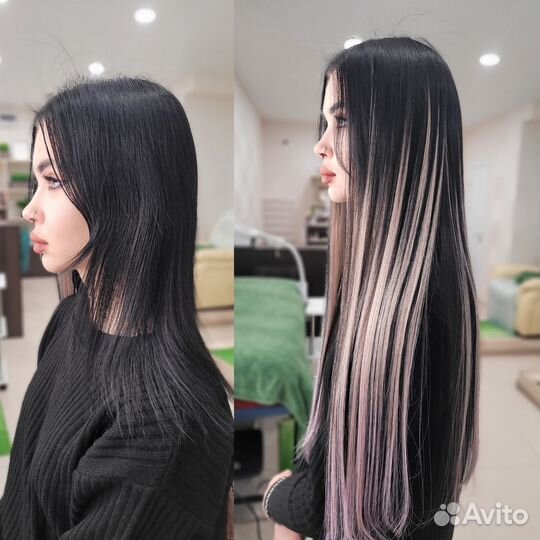 Наращивание волос, височная зона, работа + волосы