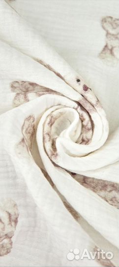 Муслин шир.140 см двухслойный зайчата на белом