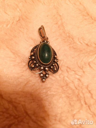 Кулон подвеска 925 с малахитом