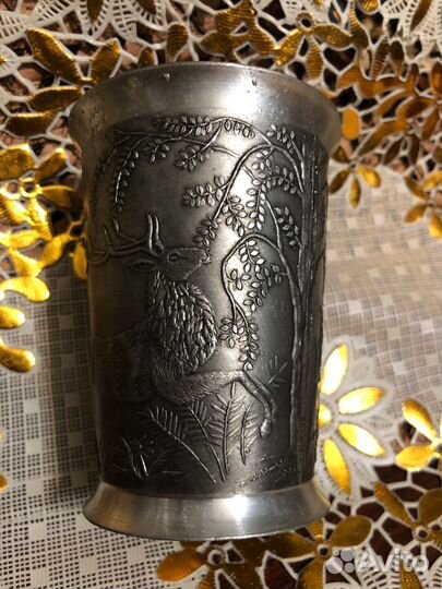 Стакан № 18. Старинный оловянный стакан 