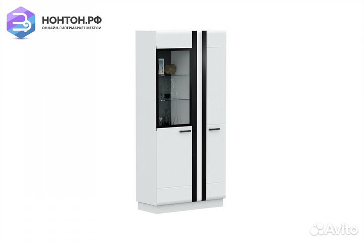 Витрина высокая Магнолия белый глянец