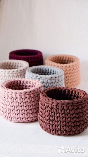 Вязанные корзинки