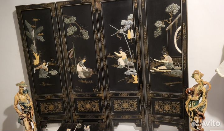 Шинуазри панно шинуазри антиквариат