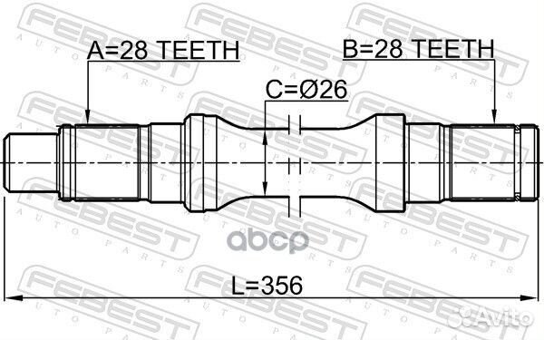 Полуось левая 28X356X28 0512BT50LH Febest
