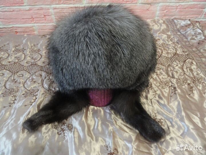 Шапка ушанка из чернобурки женская