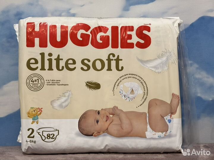 Huggies elite soft 2 (82 шт)