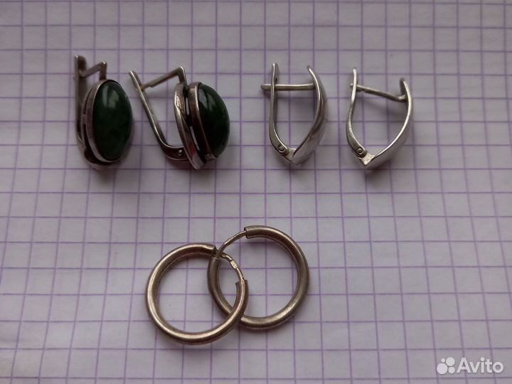 Серьги нефрит серебро 925