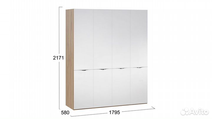 Шкаф комбинированный с 4 зеркальными дверями 