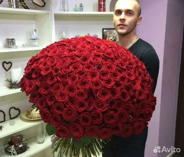 Огромный букет красных роз 101 51 роза 90 см