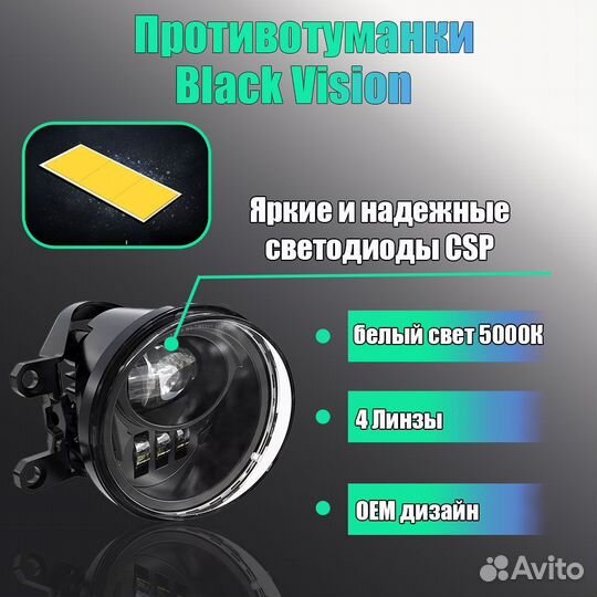 Противотуманки Toyota Fortuner LED Black Vision