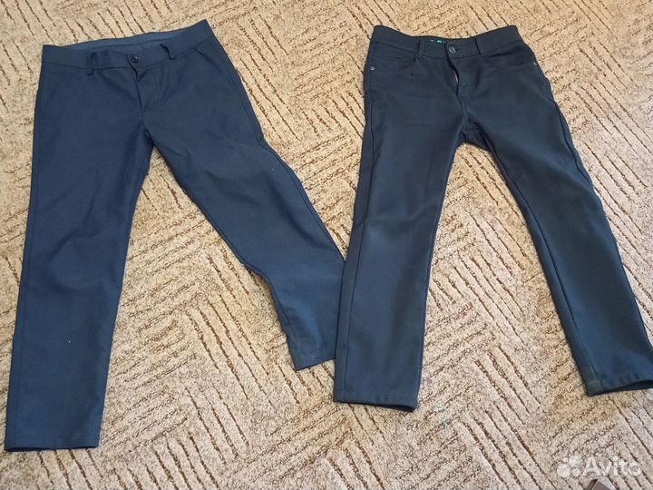 Брючки школьные, синие 140-146