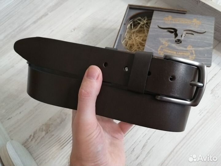 Ремень мужской кожаный коричневый