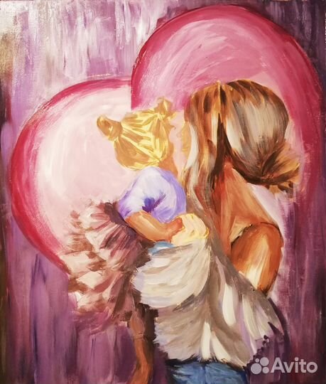 Картина Мама и дочка. Материнство. Любовь. Забота