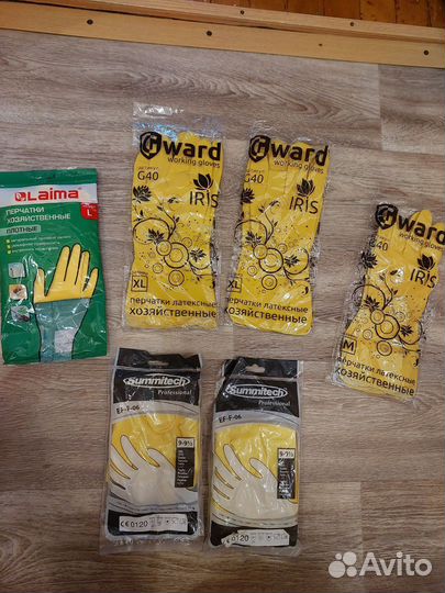 Перчатки плотные резиновые 6шт