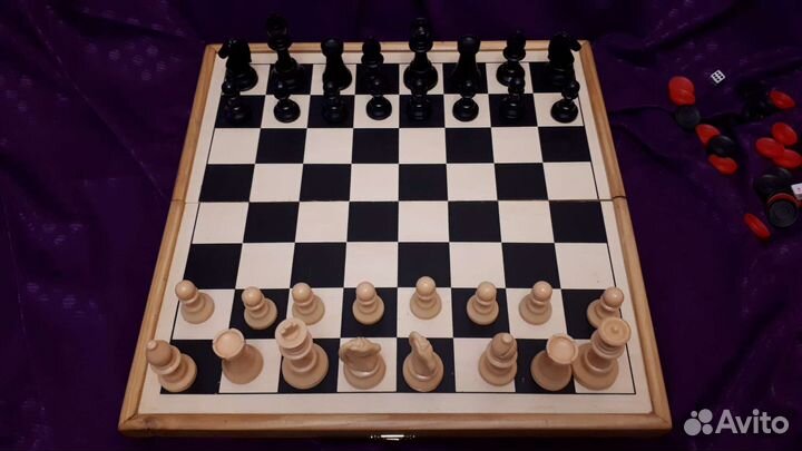 Набор деревянные шахматы, шашки, нарды52х52 см
