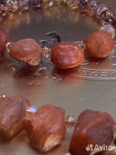 Колье из природного необработанного сердолика