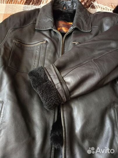 Мужская кожаная куртка с мехом