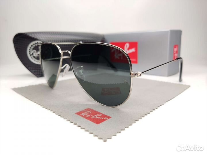 Очки Ray Ban Aviator Black Silver Стекло