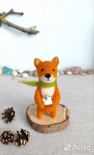 Лисенок игрушка из шерсти