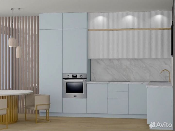 Кухня с рифлеными фасадами Волна от производителя