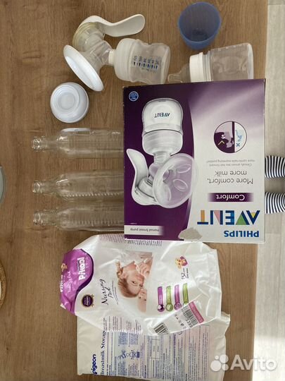 Молокоотсос philips avent comfort ручной + мелочи