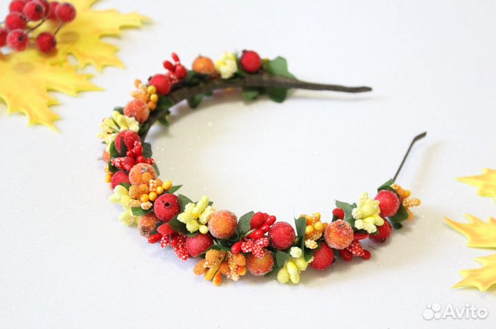 Осенний ободок из ягод рябина Венок украинский