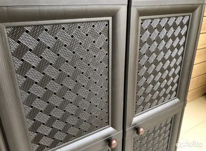 Тумба пластиковая под ротанг 3 полки