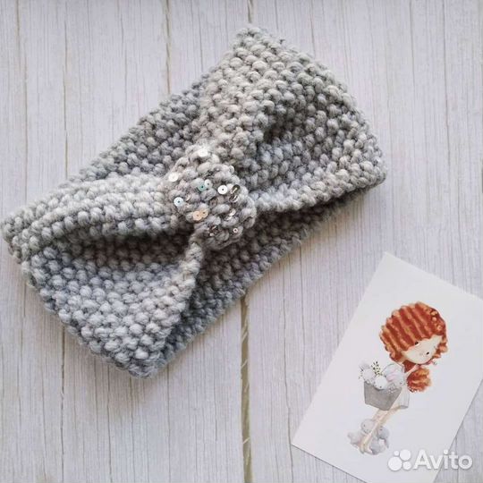 Повязки на голову. Ручная работа. Пух норки