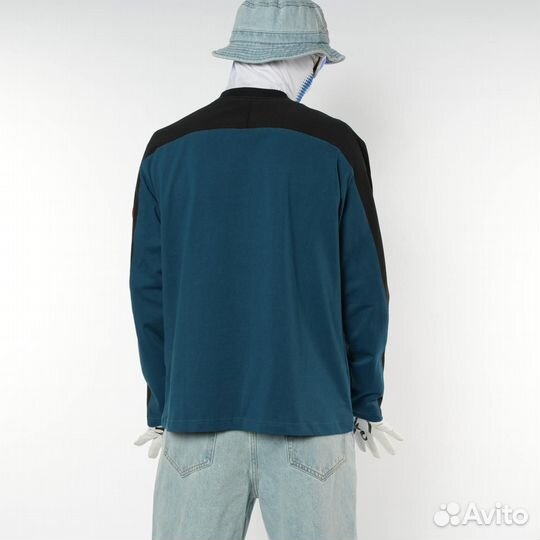 Лонгслив CavEmpt синий с плащёвыми вставками