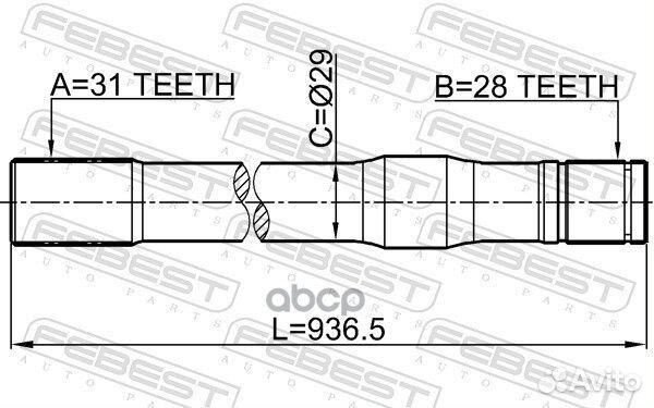 Полуось левая (31X936,5X28) 0212-Y61LH 0212-Y61