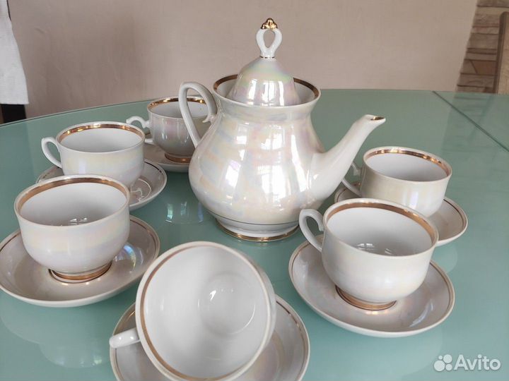 Чайный сервиз СССР перламутр на 6 персон