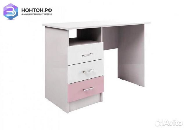 Стол письменный Вега fashion-1 белый / розовый