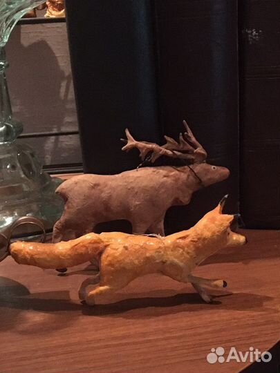 Елочные игрушки ссср. Довоенные. Лиса и Лось