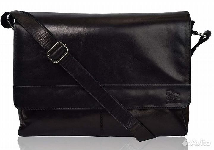 USA Estalon Leather Messenger Bag Black