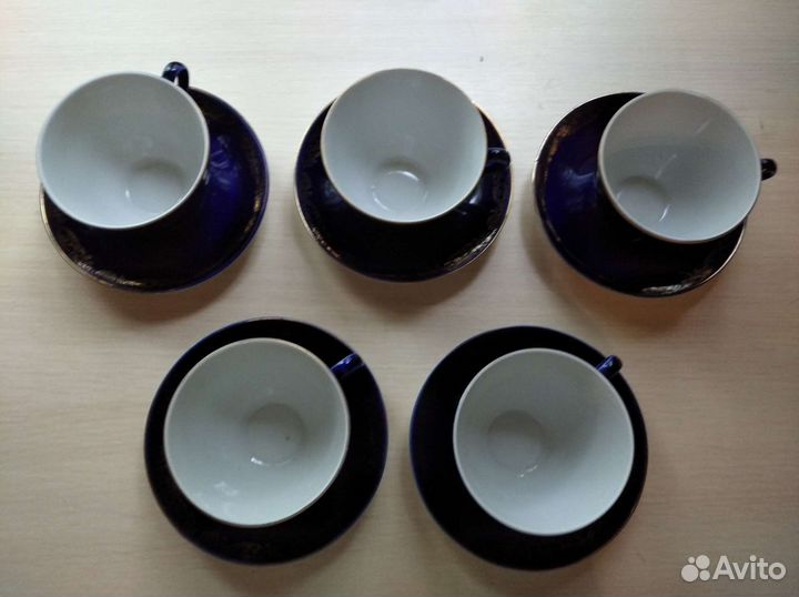 Чайные пары лфз кобальт золотой ажур