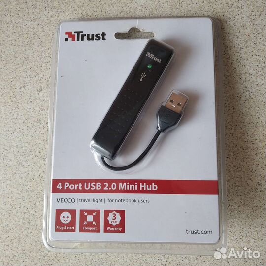 Переходник Trust Vecco 4 Port Mini Hub USB 2,0