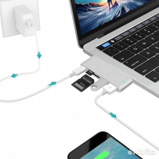 USB Хаб Type-C 6в1 на MacBook bronка