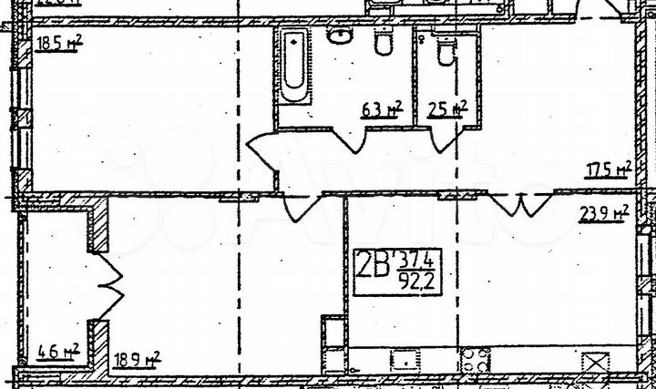 2-к. квартира, 92,2 м², 2/3 эт.