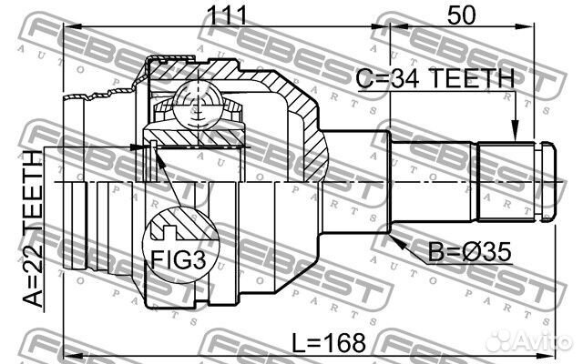 Шрус внутренний 22x35x34