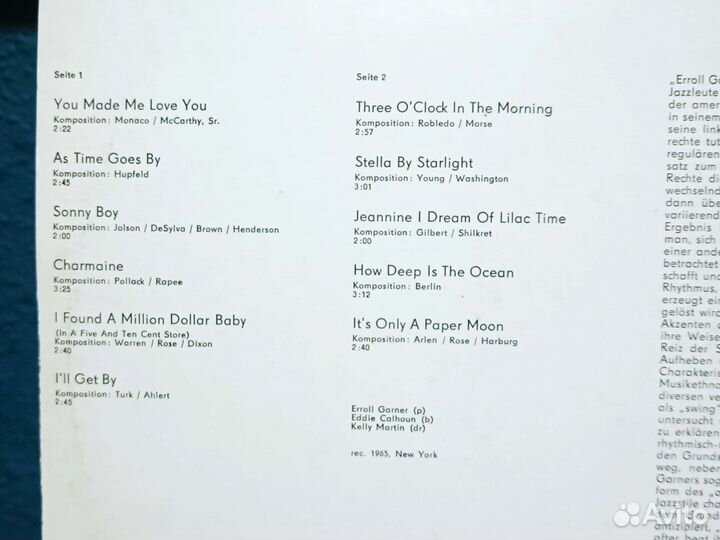 Американская пластинка Enroll Garner Jazz Portrait