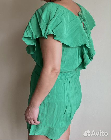 Летний льняной комбинезон с шортиками