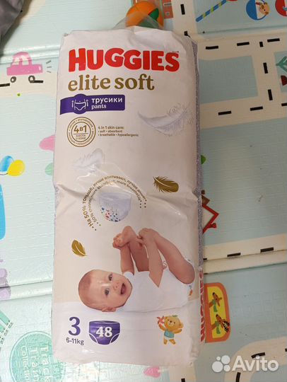 Подгузники трусики huggies elite soft 3