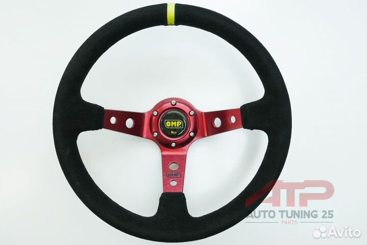 Руль OMP style - с выносом - 350мм (замша/черная с