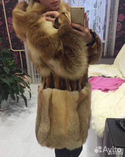 Шуба из натурального меха лисы