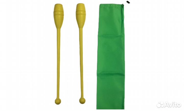 Булавы для х/г 45 см желтые + Чехол зелёный