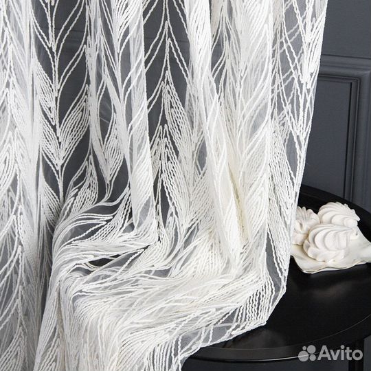 Тюль Дентель колосья айвори готовый на окна