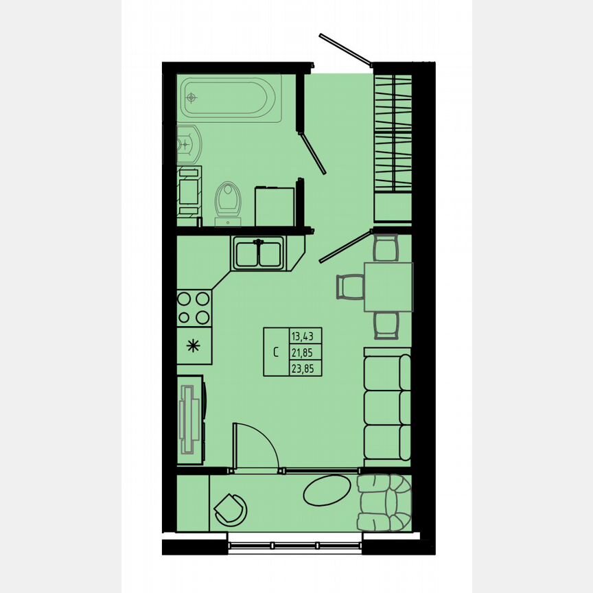 Квартира-студия, 23,5 м², 7/8 эт.