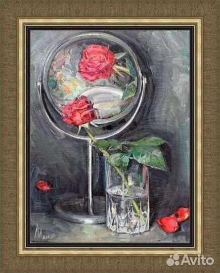 Картина маслом цветы роза